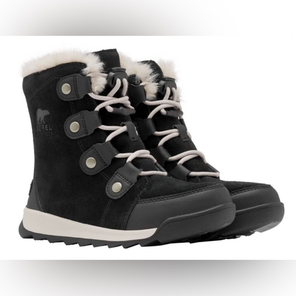 SOREL Kids Whitney™ II Short Lace Waterproof  Black Snow Boot Youth 4. - Picture 2 of 11